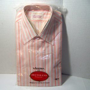 Mens NEW Vintage Shirt Arrow Dectolene Disco 70s 15-/2, 33, Orange/Peach Print